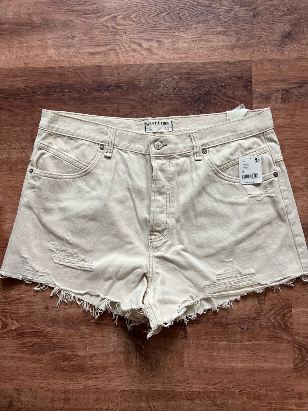 Free People We The Free Now or Never Denim Shorts Size 32 NWT RT $68